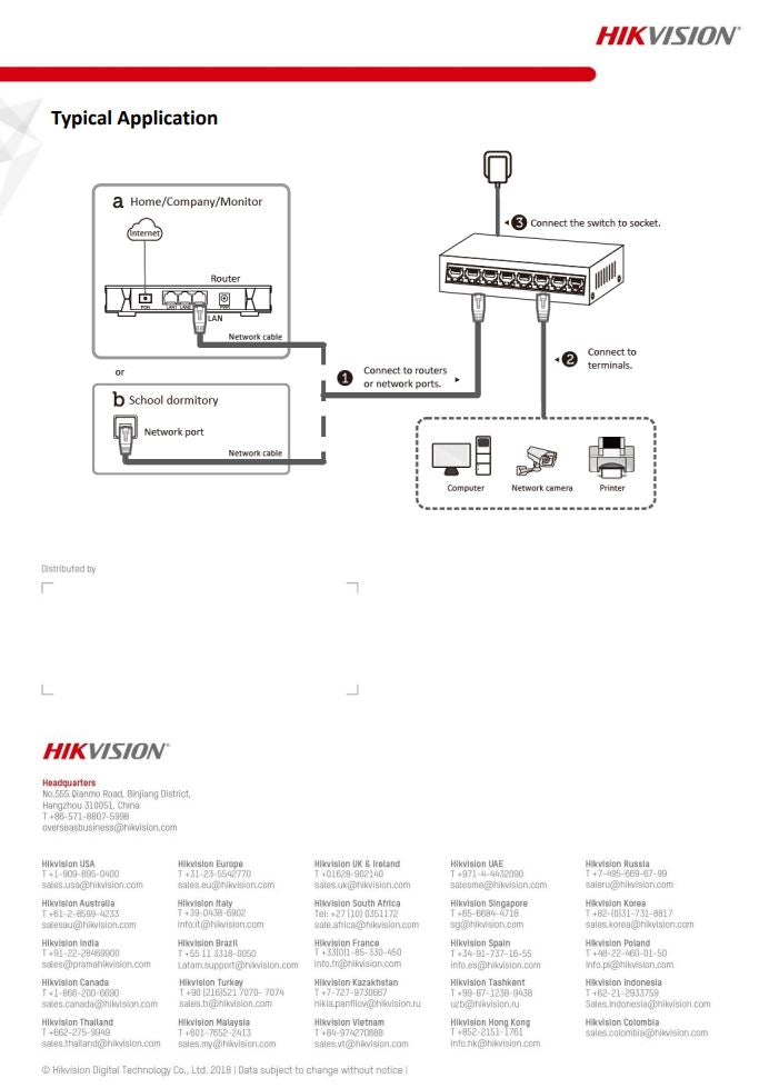 HIKVISION DS-3E0505D-E 5 Port Gigabit Unmanaged Desktop Switch