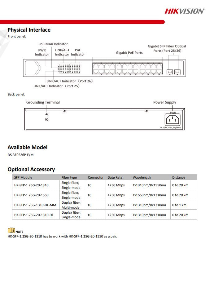 HIKVISION DS-3E0526P-E/M 24 Port Gigabit Unmanaged PoE Switch