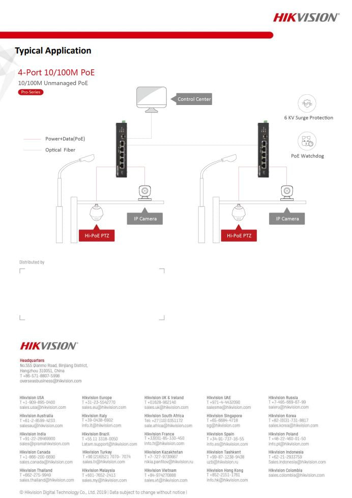 HIKVISION DS-3T0306HP-E/HS 4 Port Fast Ethernet Unmanaged Harsh PoE Switch