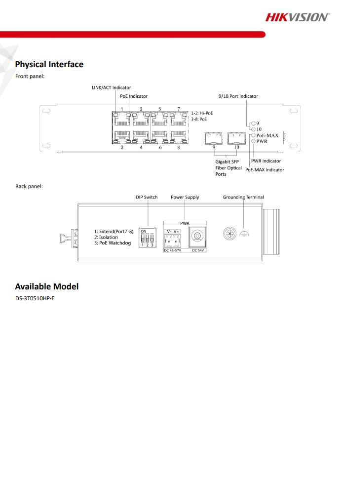 HIKVISION DS-3T0510HP-E/HS 8 Port Gigabit Unmanaged Harsh PoE Switch