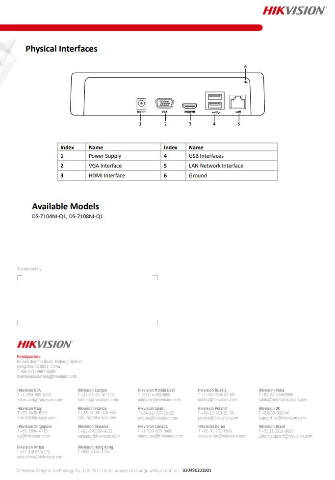 HIKVISION DS-7104NI-Q1/4P/M(C) 4-ch Mini 1U 4 PoE NVR