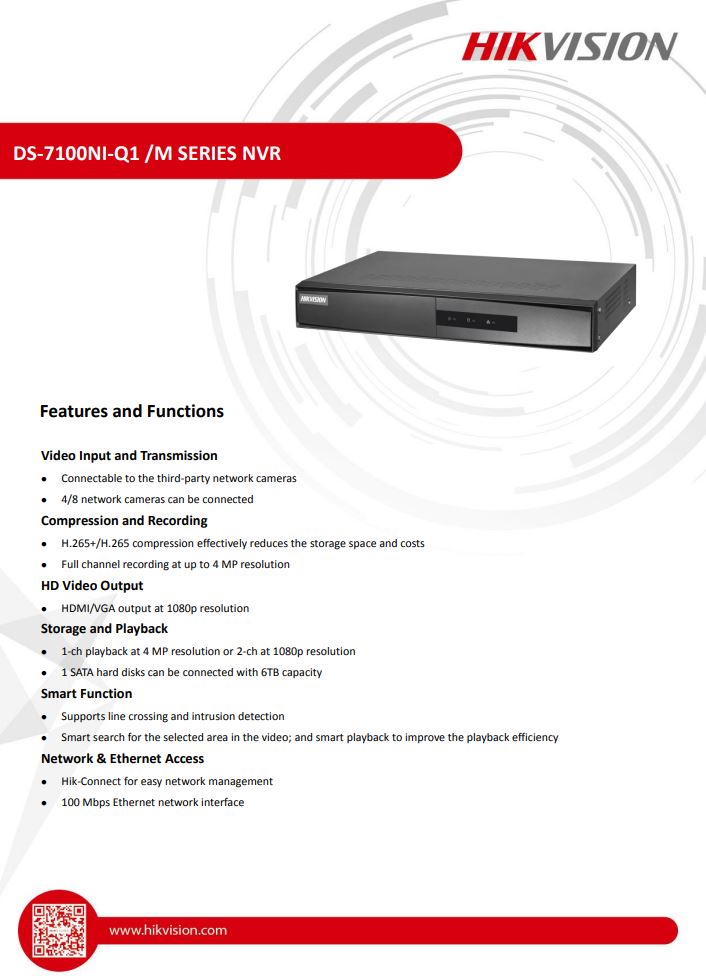 HIKVISION DS-7104NI-Q1/M(C) 4-ch Mini 1U NVR