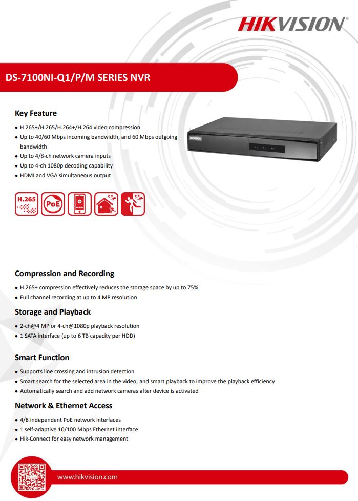 HIKVISION DS-7108NI-Q1/8P/M(C) 8-ch Mini 1U 8 PoE NVR