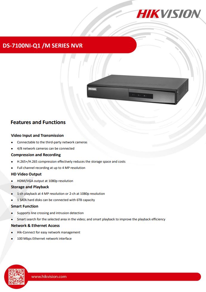 HIKVISION DS-7108NI-Q1/M(C) 8-ch Mini 1U NVR