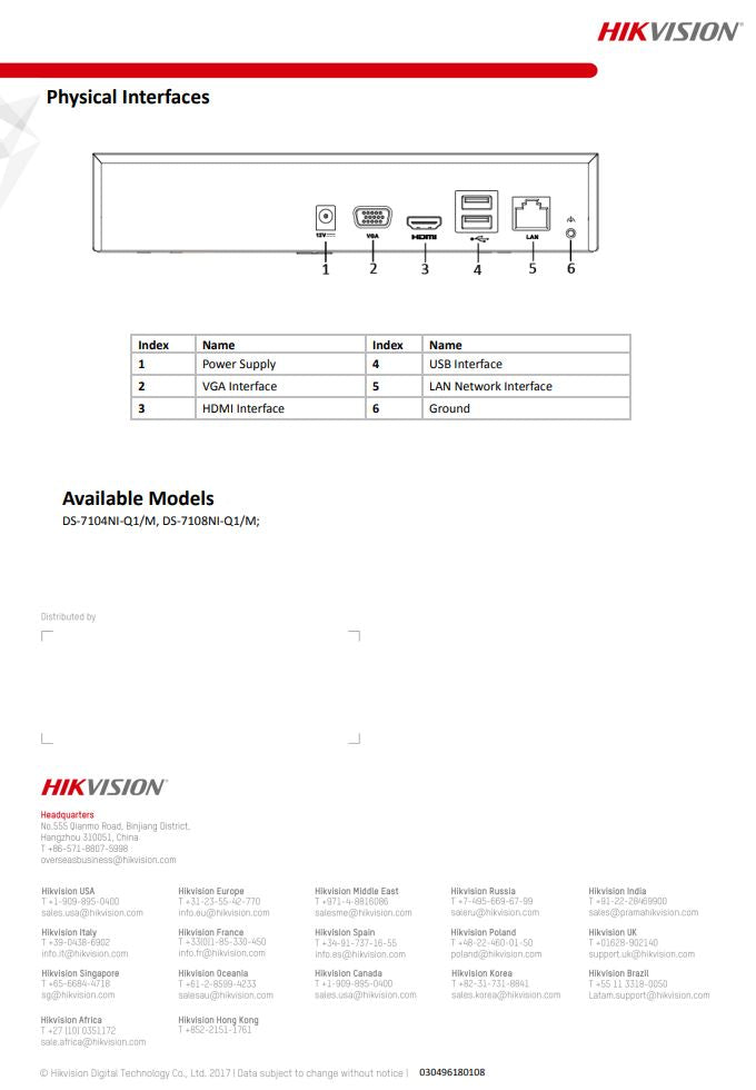 HIKVISION DS-7108NI-Q1/M(C) 8-ch Mini 1U NVR