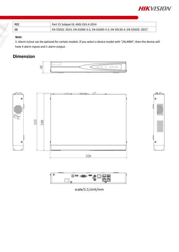 HIKVISION DS-7604NI-K1/4P(C) 4-ch 1U 4 PoE 4K NVR