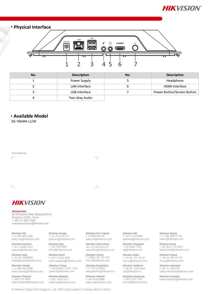 HIKVISION DS-7604NI-L1/W 4-ch Wi-Fi NVR with LCD Display