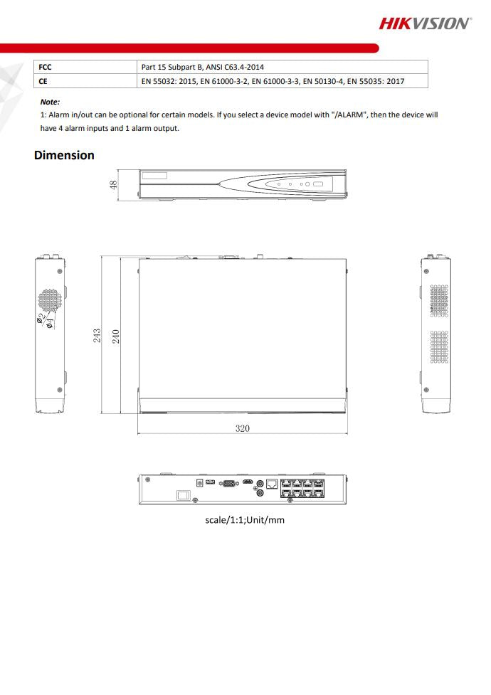 HIKVISION DS-7608NI-K1/8P(C) 8-ch 1U 8 PoE 4K NVR