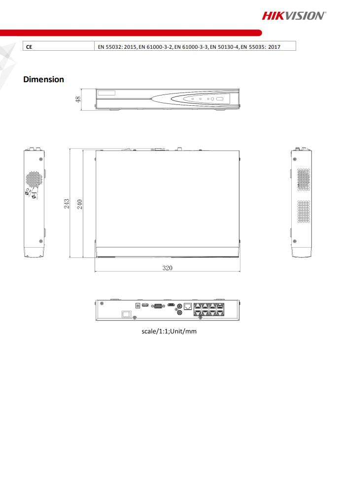 HIKVISION DS-7608NI-Q1/8P 8CH 1U 8 PoE 4K NVR