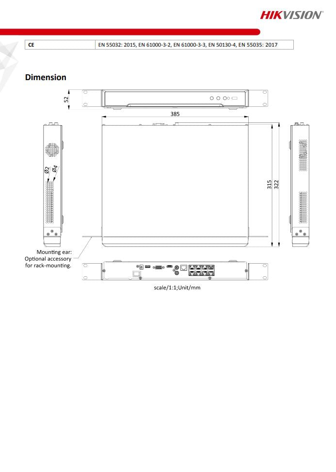 HIKVISION DS-7608NI-Q2/8P(C) 8-ch 1U 16 PoE 4K NVR