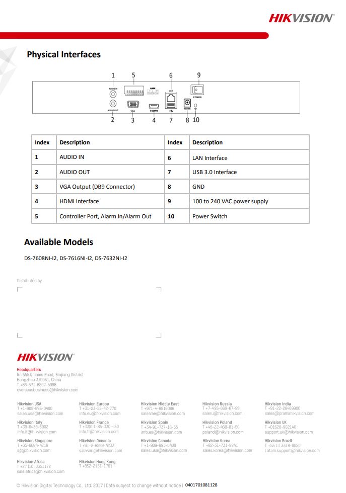 HIKVISION DS-7616NI-I2 16-ch 1U 4K NVR