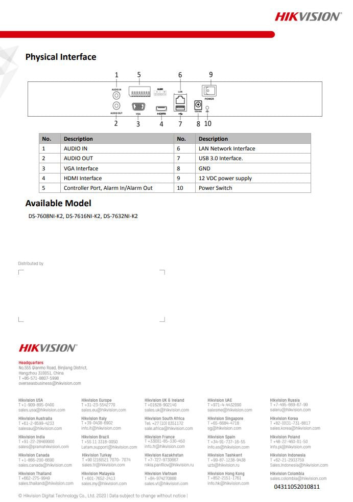 HIKVISION DS-7616NI-K2 16-ch 1U 4K NVR