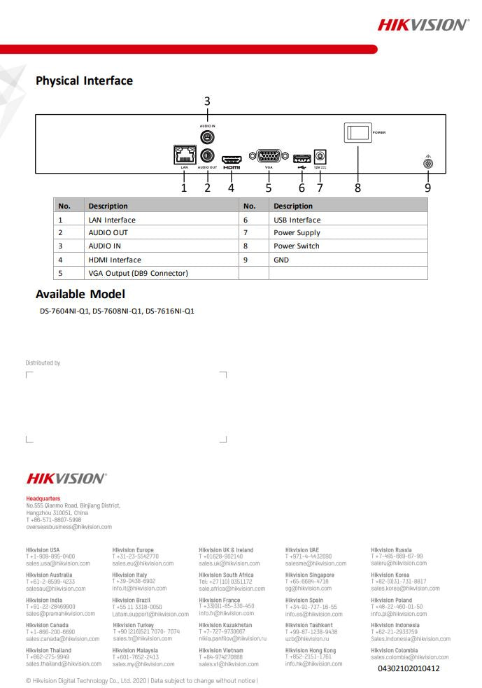 HIKVISION DS-7616NI-Q1(C) 16-ch 1U 4K NVR