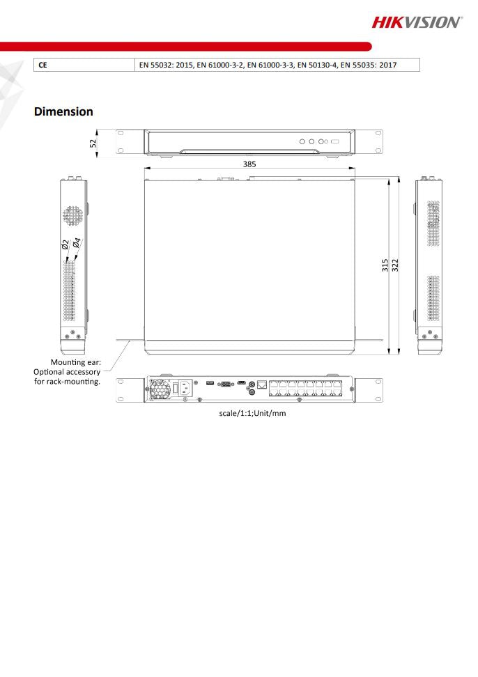 HIKVISION DS-7616NI-Q2/16P(C) 16-ch 1U 16 PoE 4K NVR