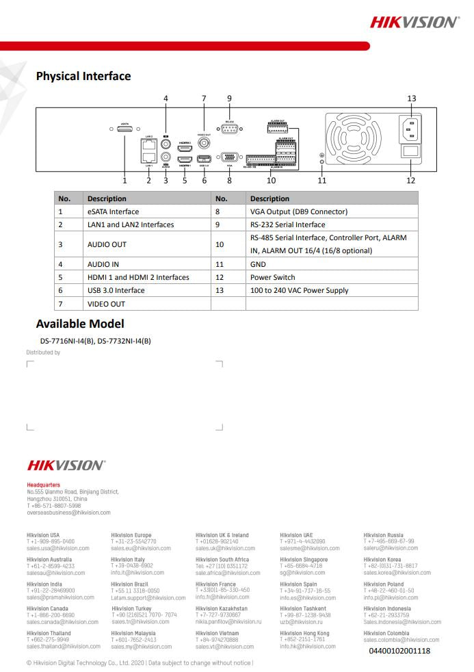 HIKVISION DS-7716NI-I4(B) 16-ch 1.5U 4K NVR