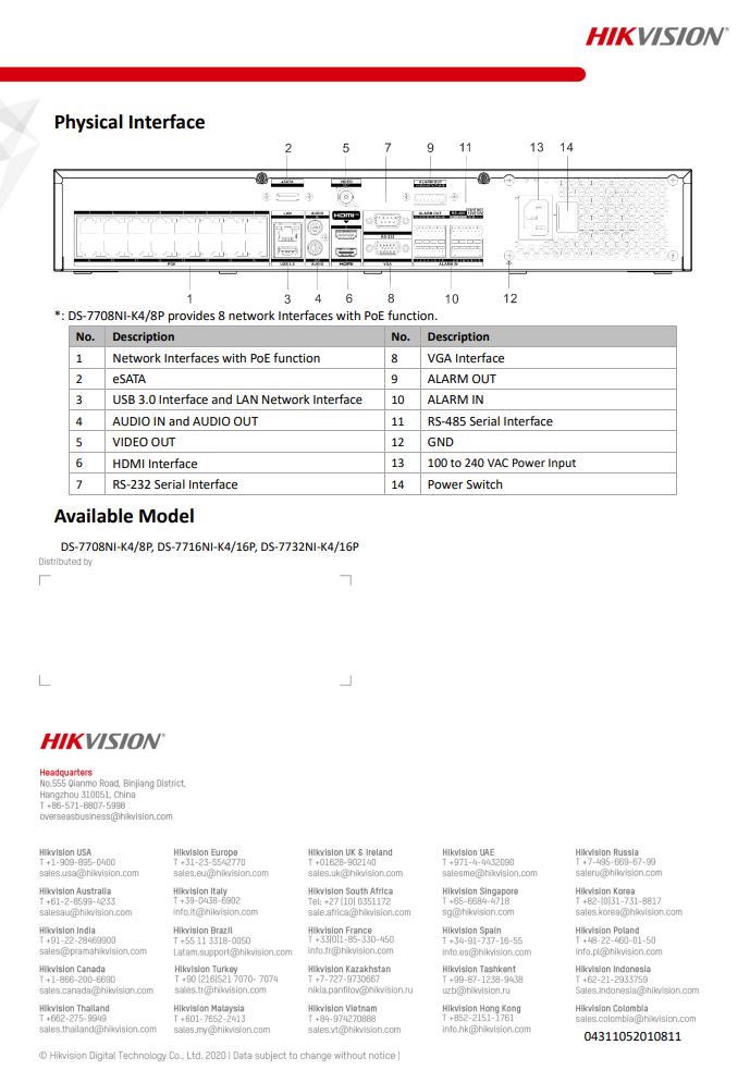 HIKVISION DS-7716NI-K4/16P 16-ch 1.5U 16 PoE 4K NVR