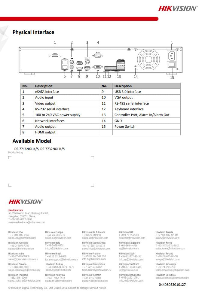 HIKVISION DS-7716NXI-I4/S(C) 16-ch 1.5U AcuSense 4K NVR