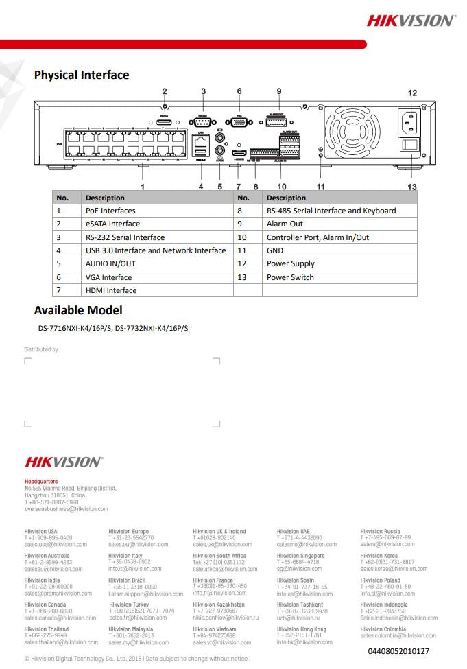 HIKVISION DS-7716NXI-K4/16P/S(C) 16-ch 1.5U 16 PoE AcuSense 4K NVR