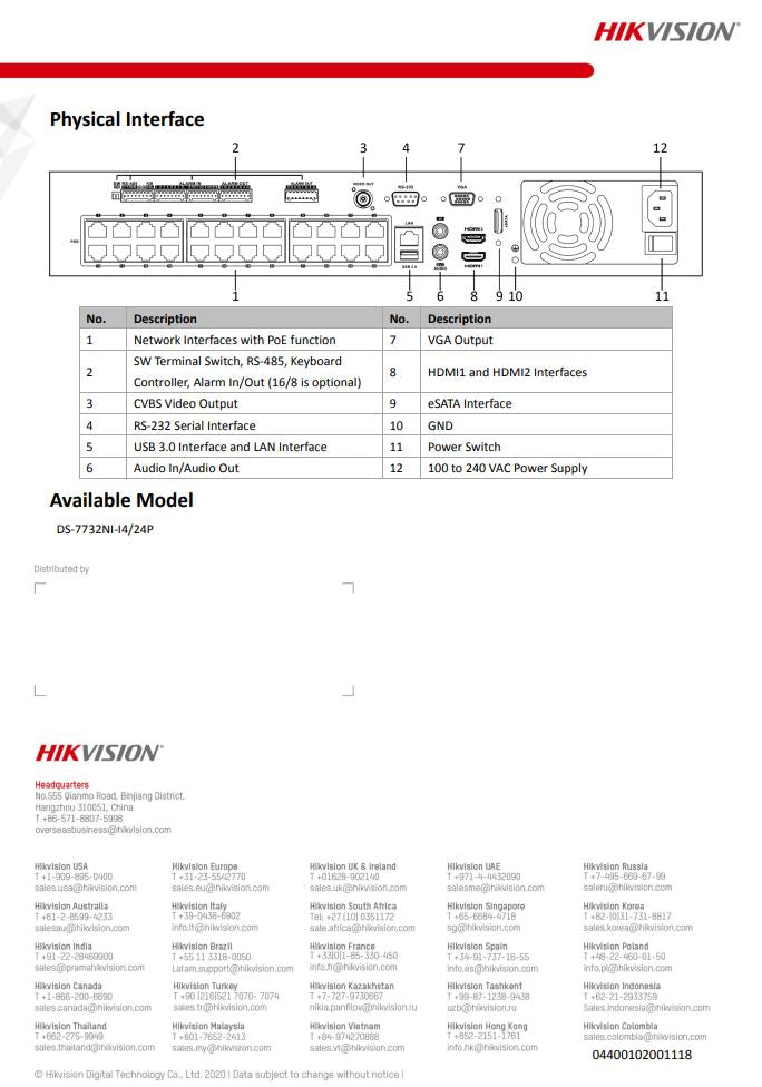 HIKVISION DS-7732NI-I4/24P 32-ch 1.5U 32 PoE 4K NVR