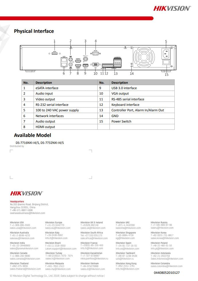 HIKVISION DS-7732NXI-I4/S(C) 32-ch 1.5U AcuSense 4K NVR