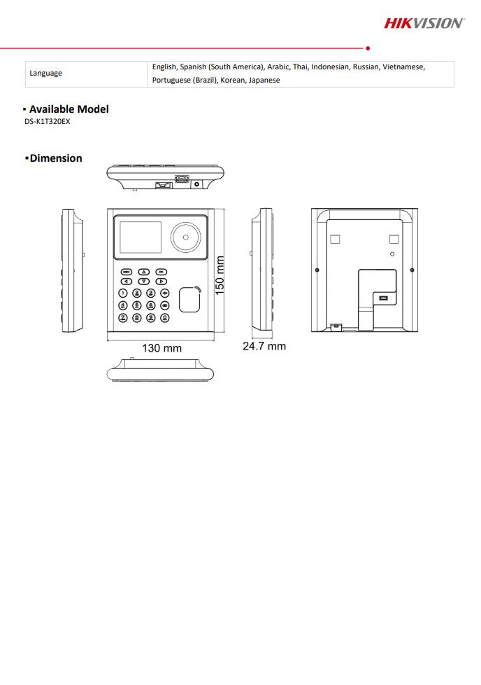 HIKVISION DS-K1T320EX Value Series Face Access Terminal