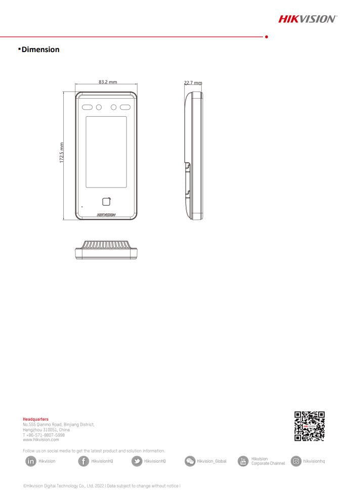 HIKVISION DS-K1T341CM Face Recognition Access Control Terminal