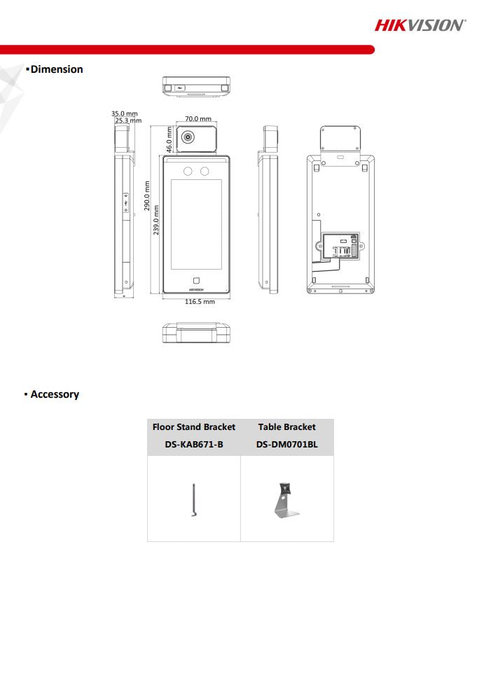 HIKVISION DS-K1TA70MI-T Face Recognition Access Control Terminal with Fever Screening