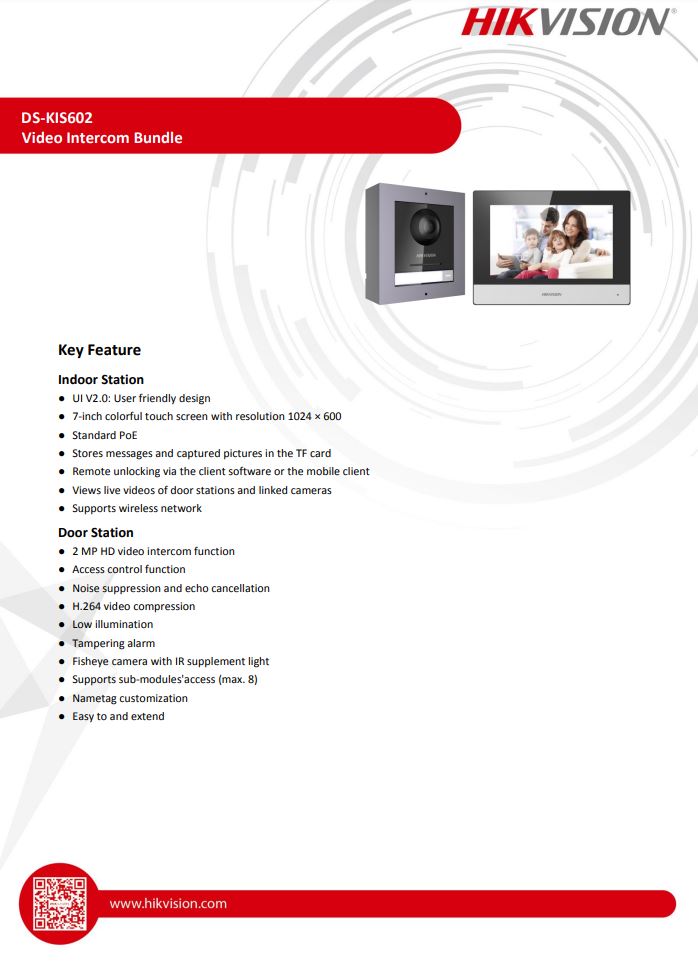 HIKVISION DS-KIS602 IP Video Intercom KIT