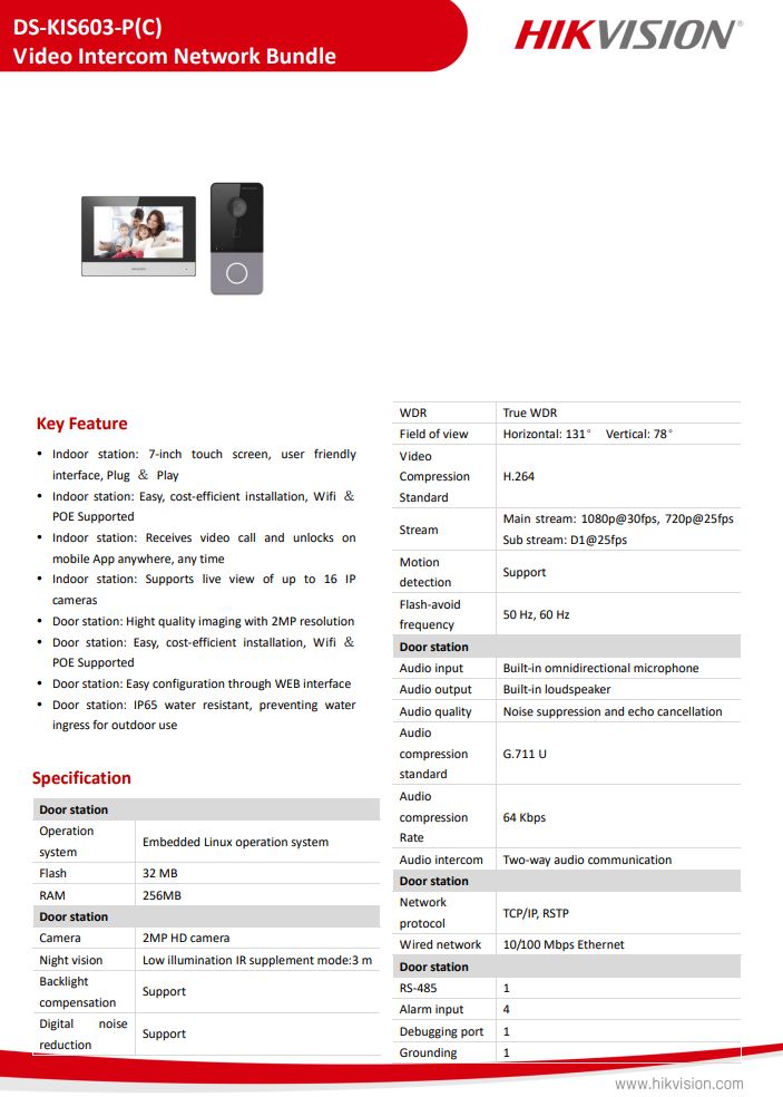 HIKVISION DS-KIS603-P(C) IP Video Intercom Kit