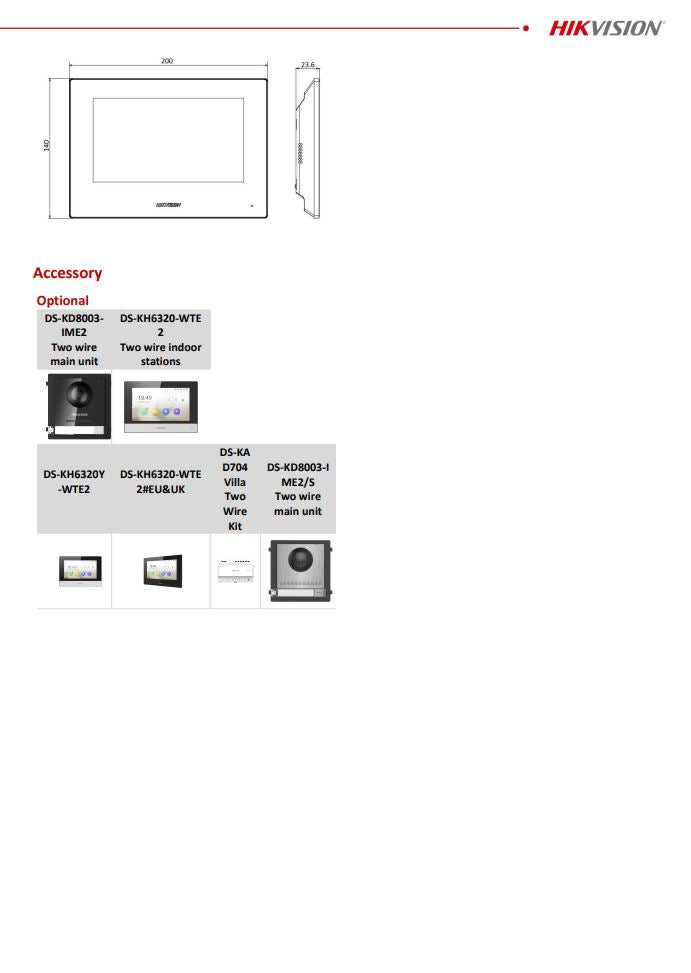 HIKVISION DS-KIS702Y-P Villa Two Wire Video Intercom Kit