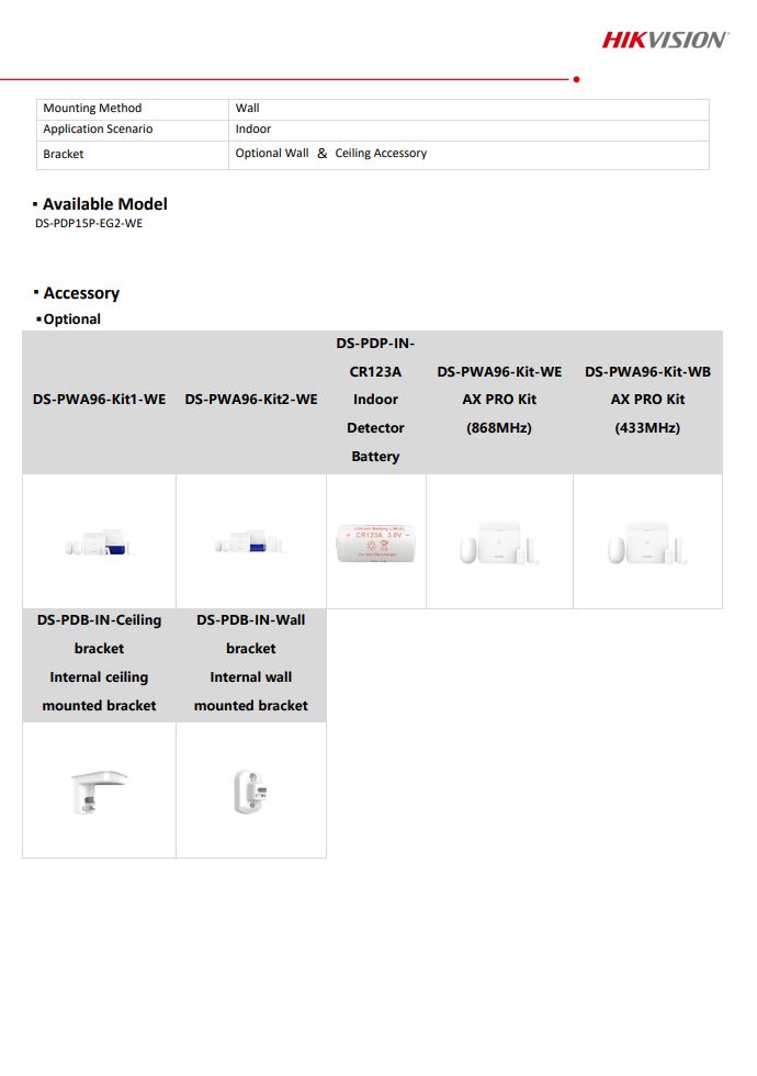 HIKVISION DS-PDP15P-EG2-WE Wireless PIR Detector