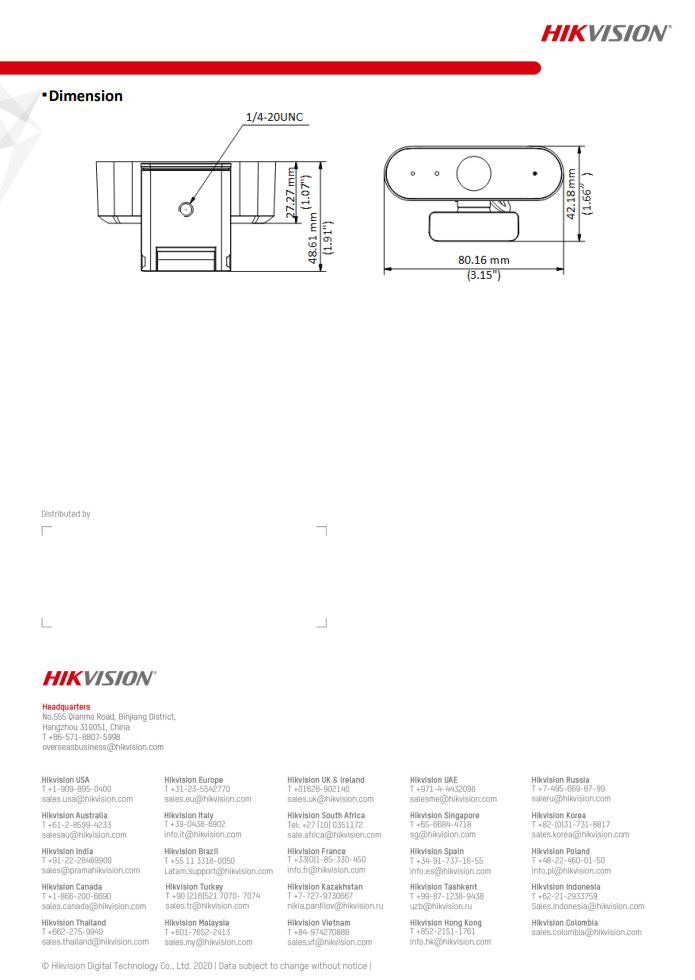 HIKVISION DS-U02 2MP USB Camera