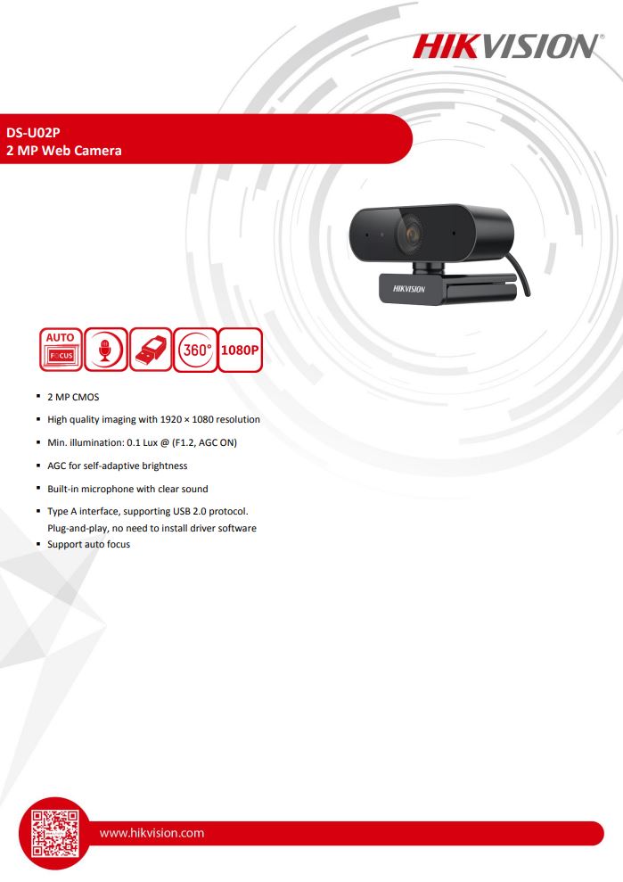 HIKVISION DS-U02P 2MP Web Camera