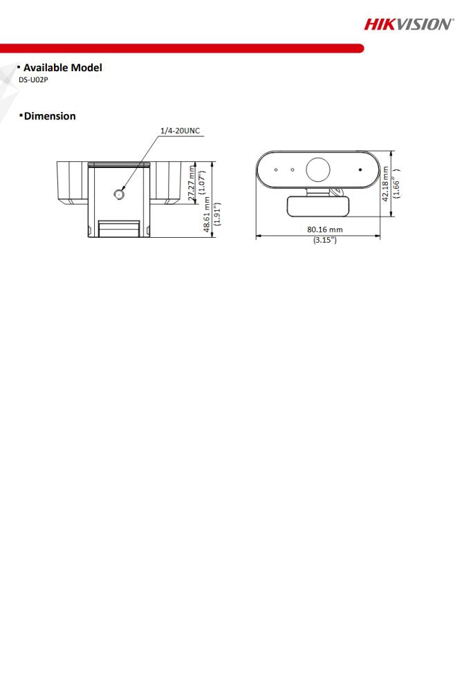 HIKVISION DS-U02P 2MP Web Camera