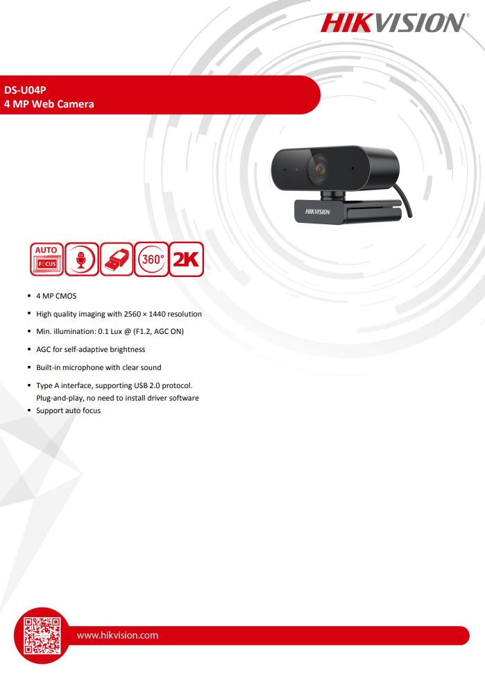 HIKVISION DS-U04P 4MP Web Camera