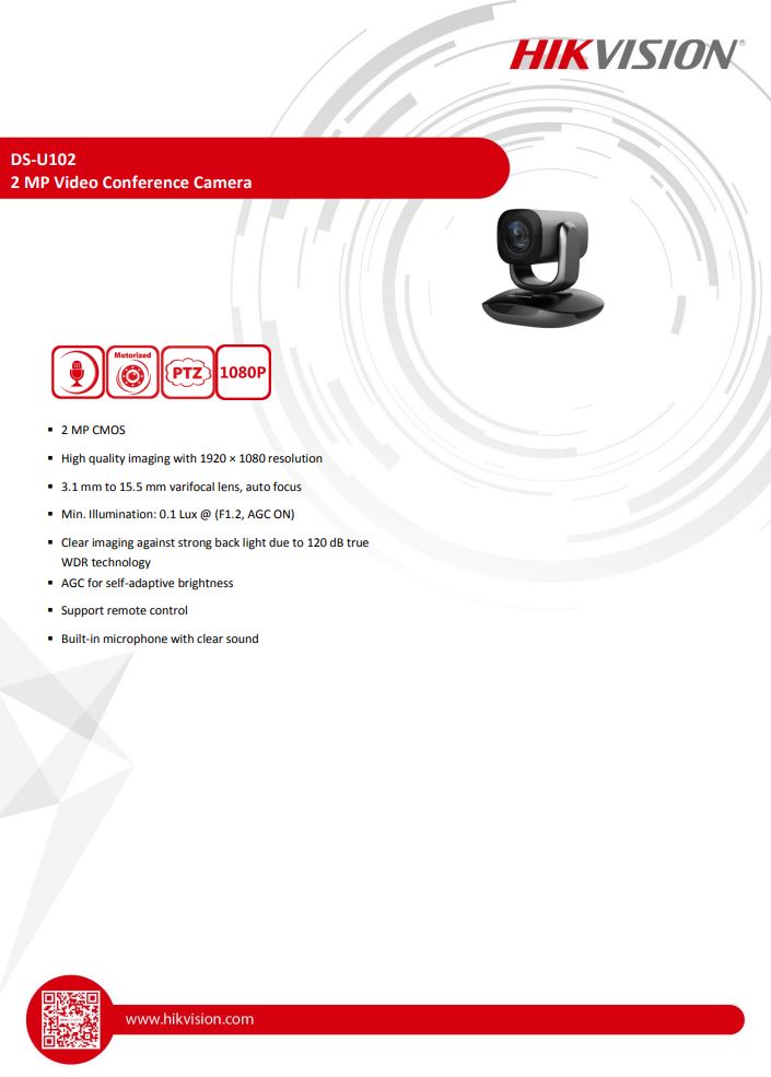 HIKVISION DS-U102 2MP Motorized Varifocal PT Web Camera