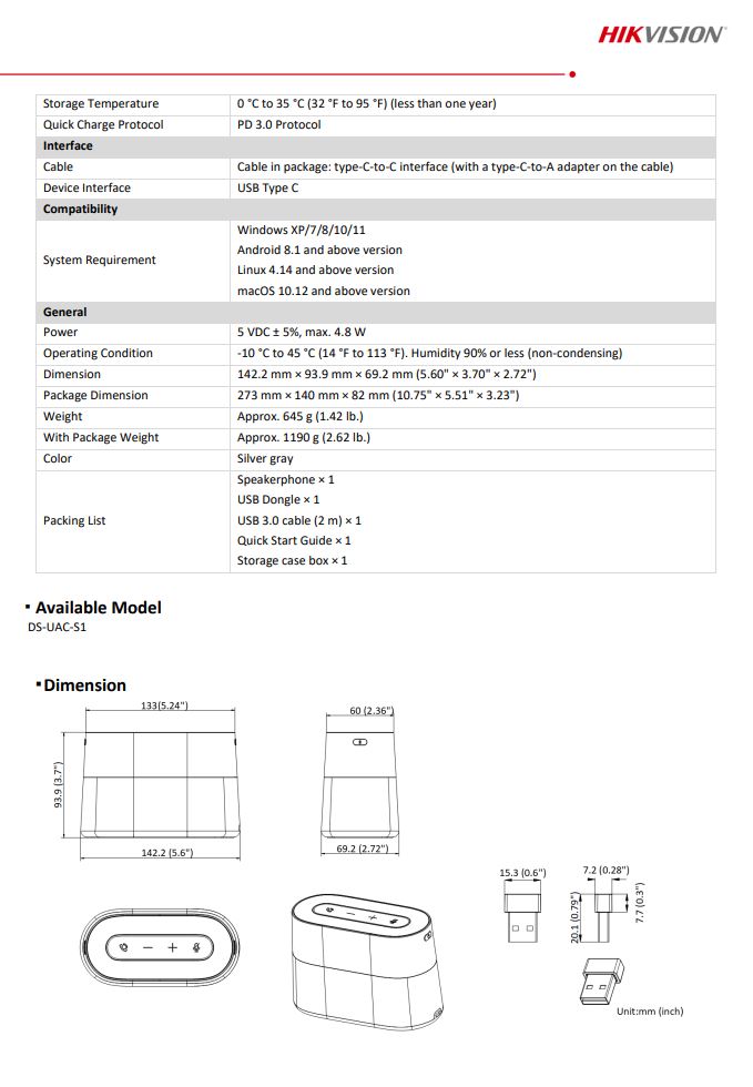 HIKVISION DS-UAC-S1 Wireless Conference Speakerphone