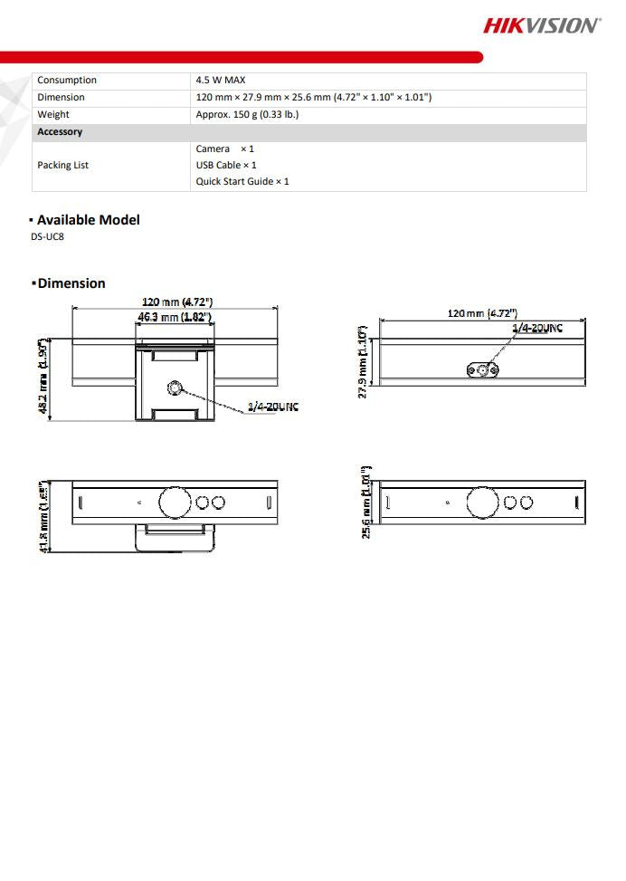 HIKVISION DS-UC8 4K Web Camera