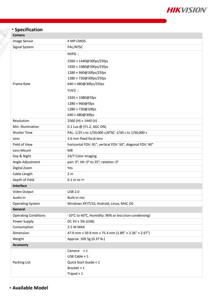 HIKVISION DS-UL4 2K Live Web Camera