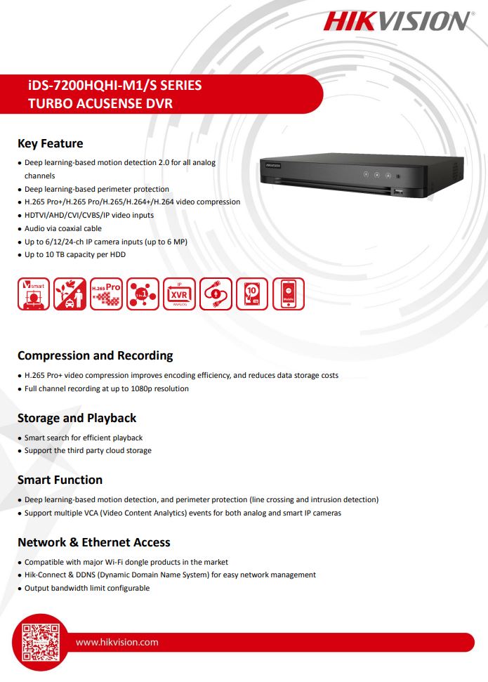 HIKVISION iDS-7216HQHI-M1/S(C) 16-ch 1080p 1U H.265 AcuSense DVR