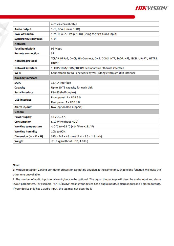 HIKVISION iDS-7204HTHI-M1/S(C) 4-ch 4K 1U H.265 AcuSense DVR