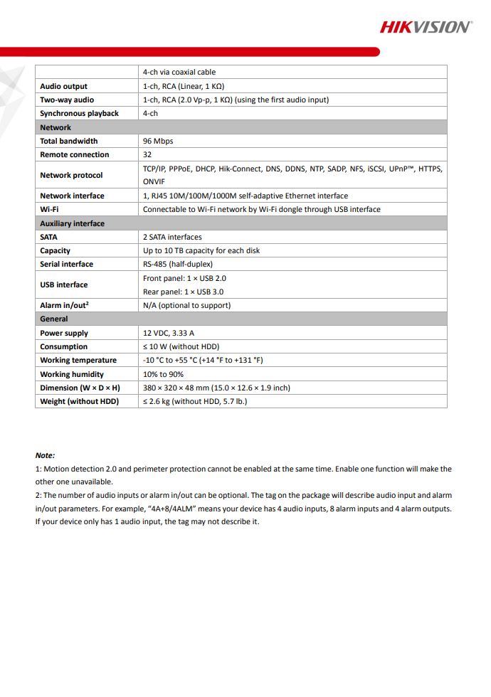 HIKVISION iDS-7204HTHI-M2/S(C) 4-ch 4K 1U H.265 AcuSense DVR