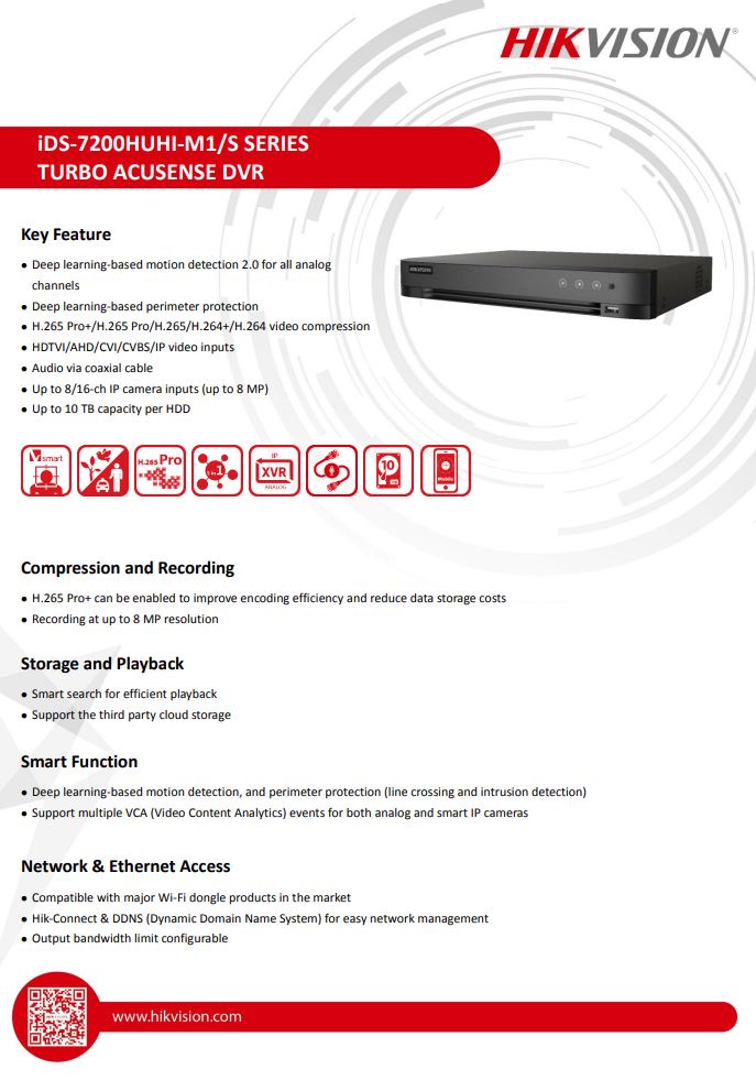 HIKVISION iDS-7204HUHI-M1/S(C) 4-ch 5MP 1U H.265 AcuSense DVR