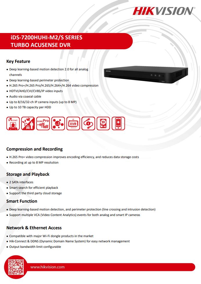 HIKVISION iDS-7204HUHI-M2/S(C) 4-ch 5MP 1U H.265 AcuSense DVR