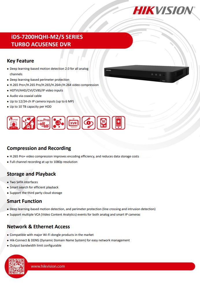 HIKVISION iDS-7208HQHI-M2/S(C) 8-ch 1080P 1U H.265 AcuSense DVR