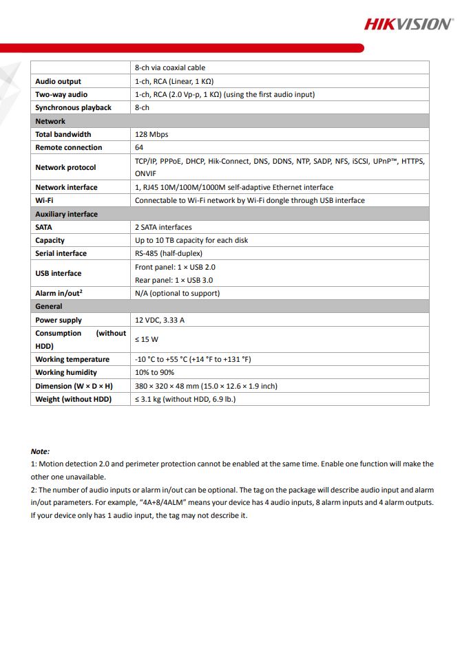 HIKVISION iDS-7208HTHI-M2/S(C) 8-ch 4K 1U H.265 AcuSense DVR