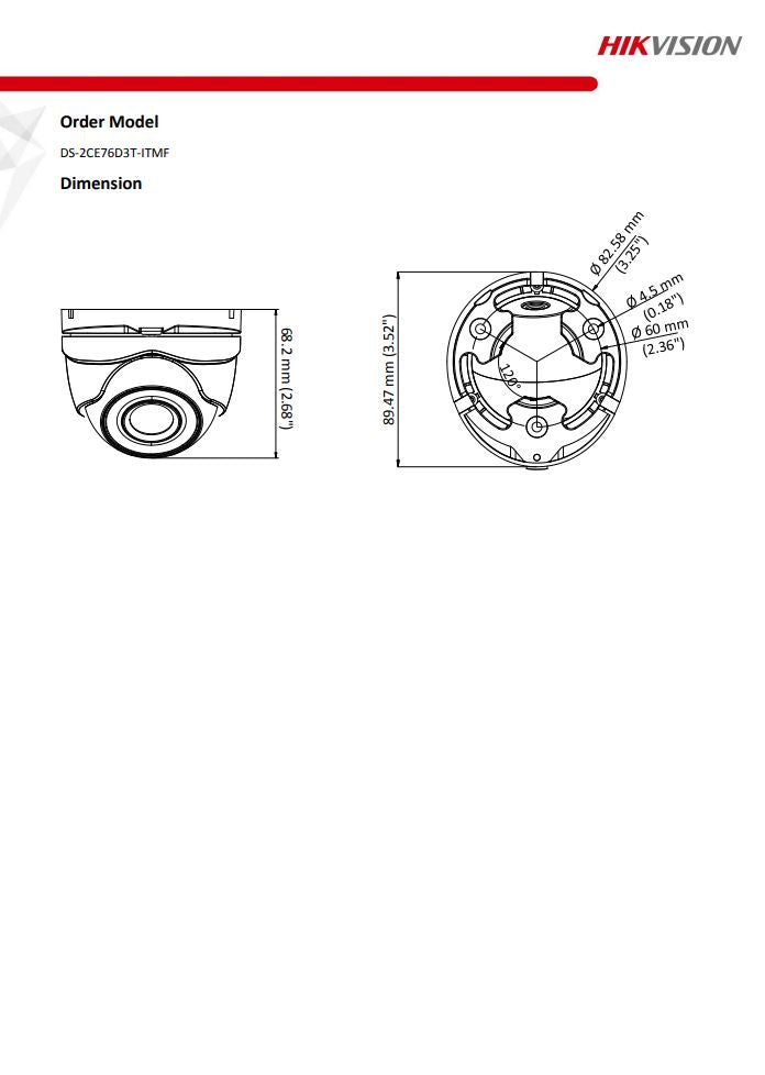 HIKVSION DS-2CE76D3T-ITMF 2MP Ultra Low Light Fixed Turret Camera