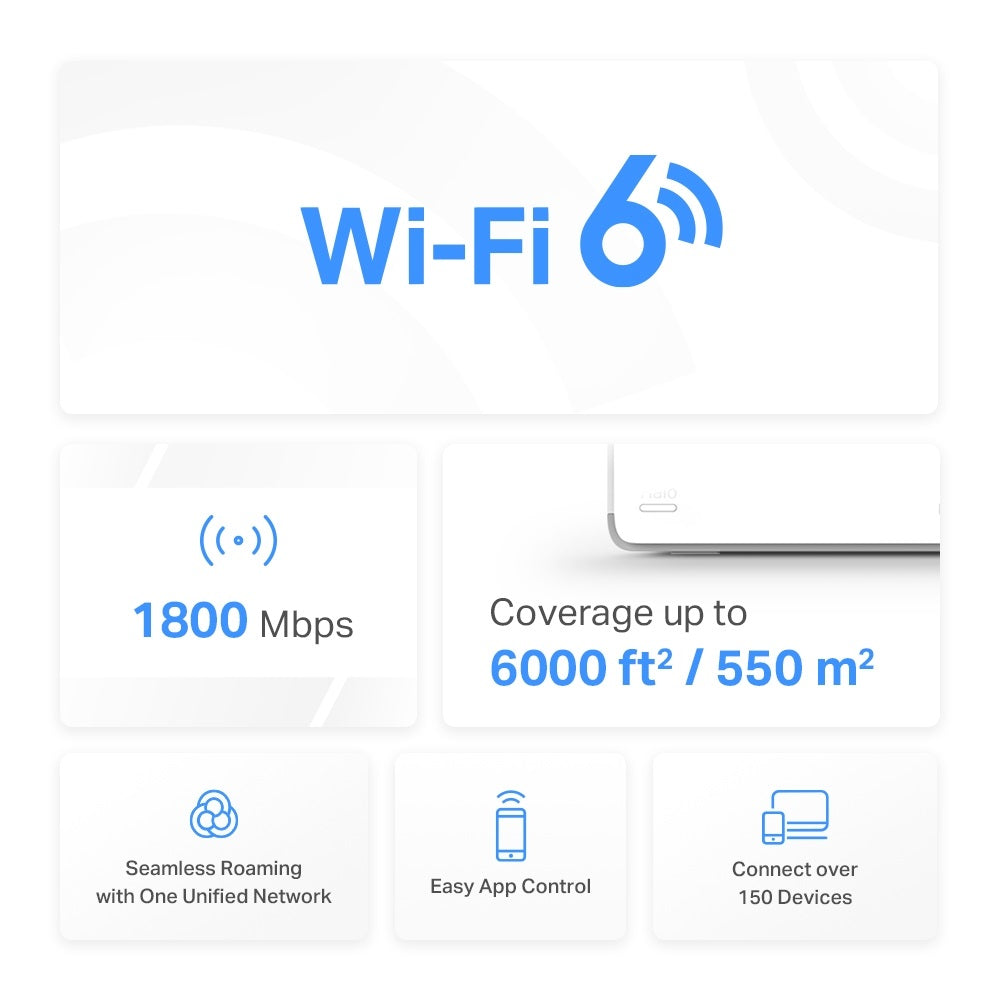 Mercusys Halo H70X(3-pack) AX1800 Whole Home Mesh Wi-Fi 6 System