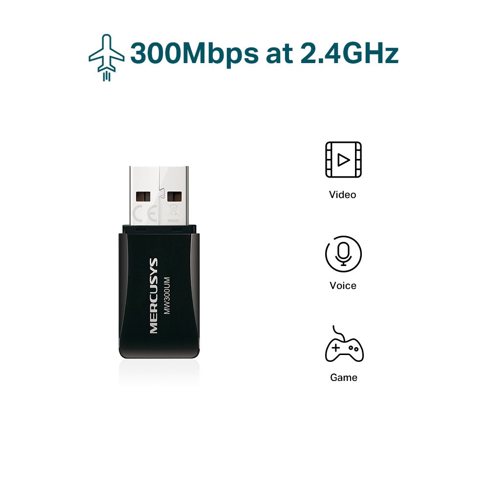 Mercusys MW300UM 300Mbps Wireless N Mini USB Adapter