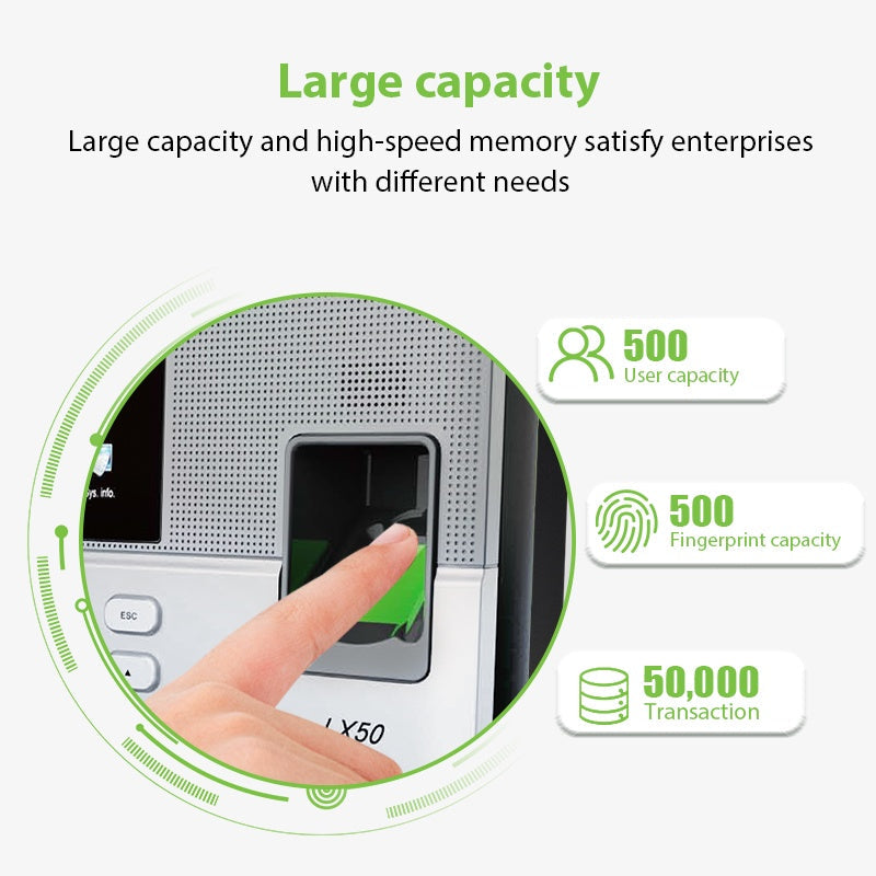 ZKTeco Fingerprint Attendance Machine Time Record Office Employee Punch Card LX50